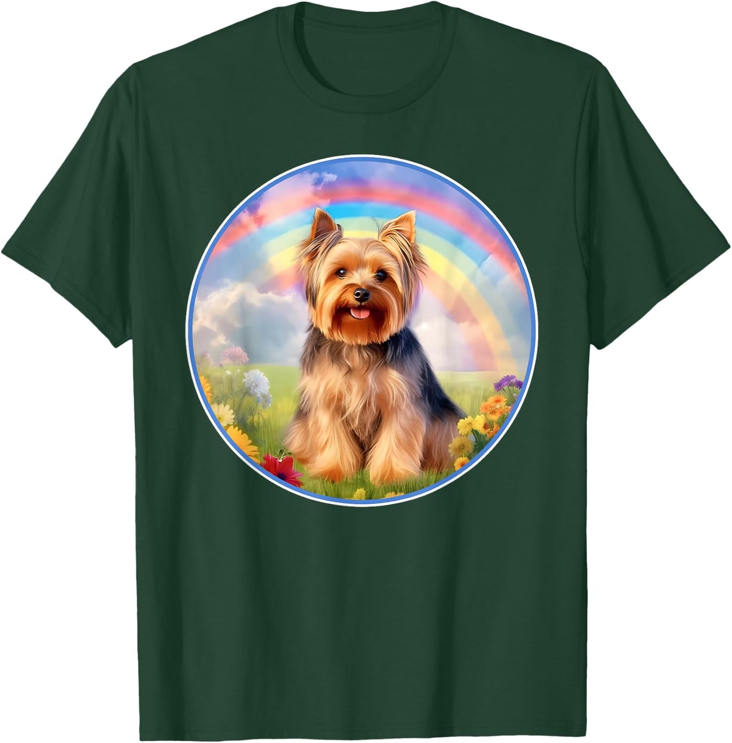 Yorkie Rainbow Bridge Cute Yorkshire Terrier Memorial T-Shirt - T-Shirt | Forest