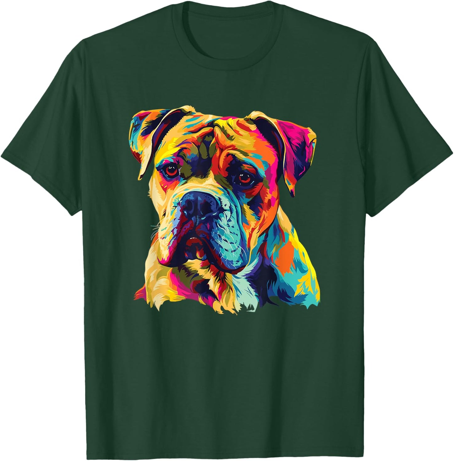 Watercolor Colorful American Bulldog Dog Women Girls Kids T-Shirt - T-Shirt | Forest