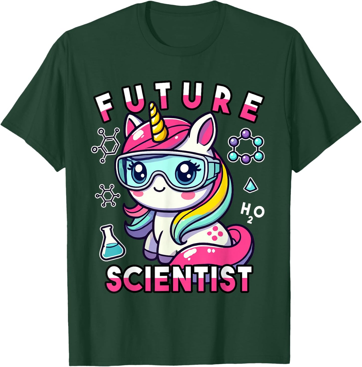 Future Scientist Girls Unicorn Lab Graphic T-Shirt - T-Shirt | Forest