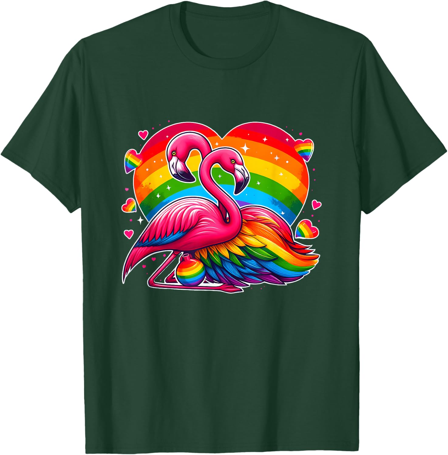 Gay Pride Pink Flamingo LGBT Pride Rainbow Flamingo Lover T-Shirt - T-Shirt | Forest