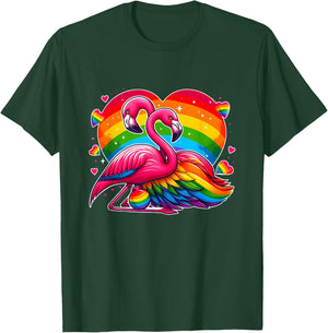 Gay Pride Pink Flamingo LGBT Pride Rainbow Flamingo Lover T-Shirt - T-Shirt | Forest
