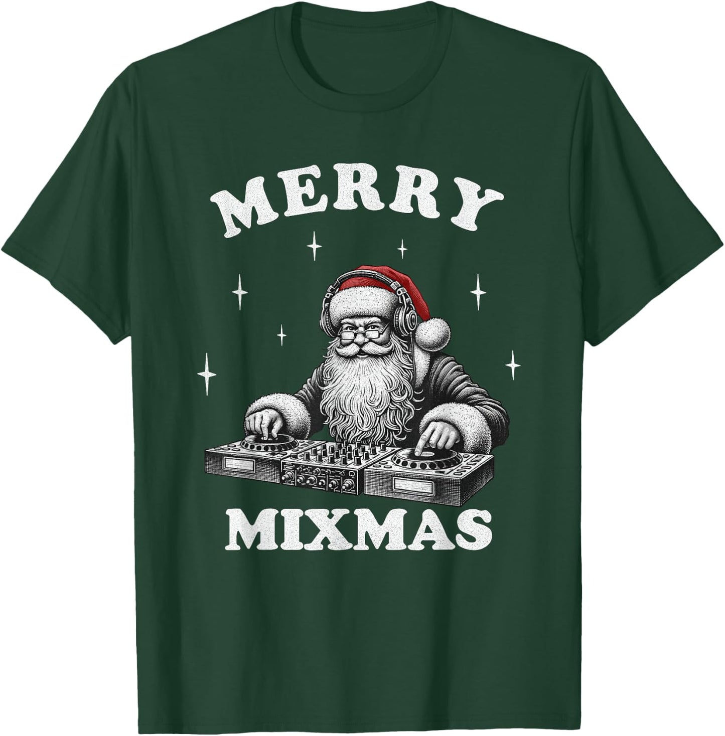 Merry Mixmas Funny Christmas DJ Music Party EDM , Black, S T-Shirt - T-Shirt | Forest