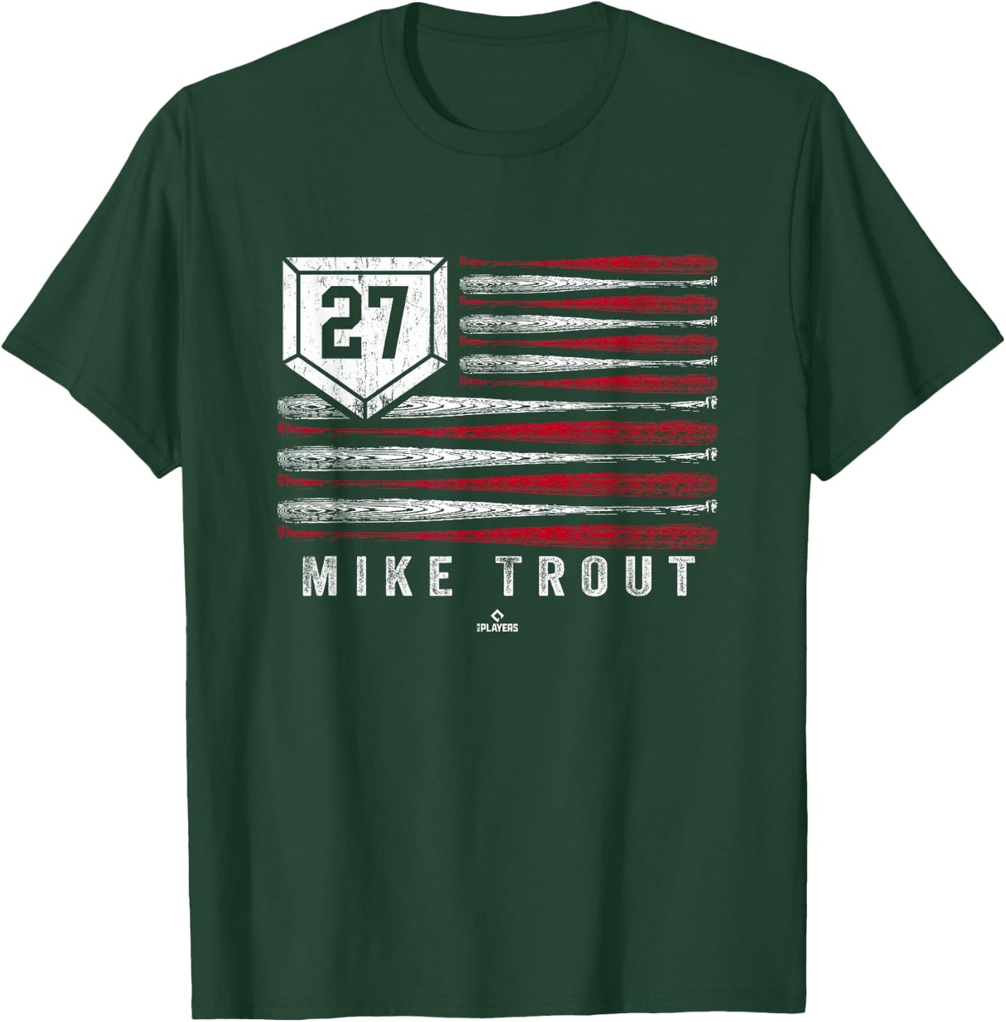 Vintage US Flag Baseball Stripes Mike Trout Los Angeles T-Shirt - T-Shirt | Forest