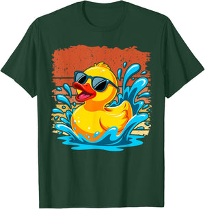 Bath Toy Duckie Cute Ducky Cool Sunglasses Retro Rubber Duck T-Shirt - T-Shirt | Forest