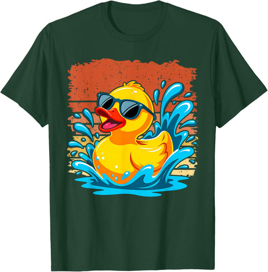 Bath Toy Duckie Cute Ducky Cool Sunglasses Retro Rubber Duck T-Shirt - T-Shirt | Forest