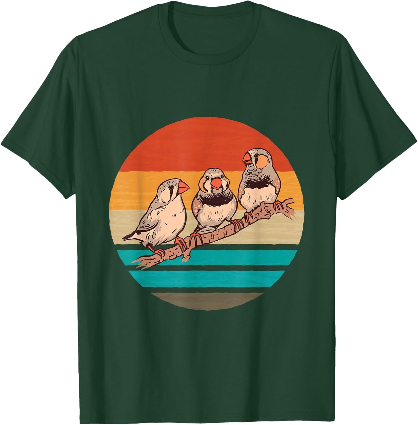 Zebra Finches Birds Retro Ornithologist Zebra Finch Bird T-Shirt - T-Shirt | Forest