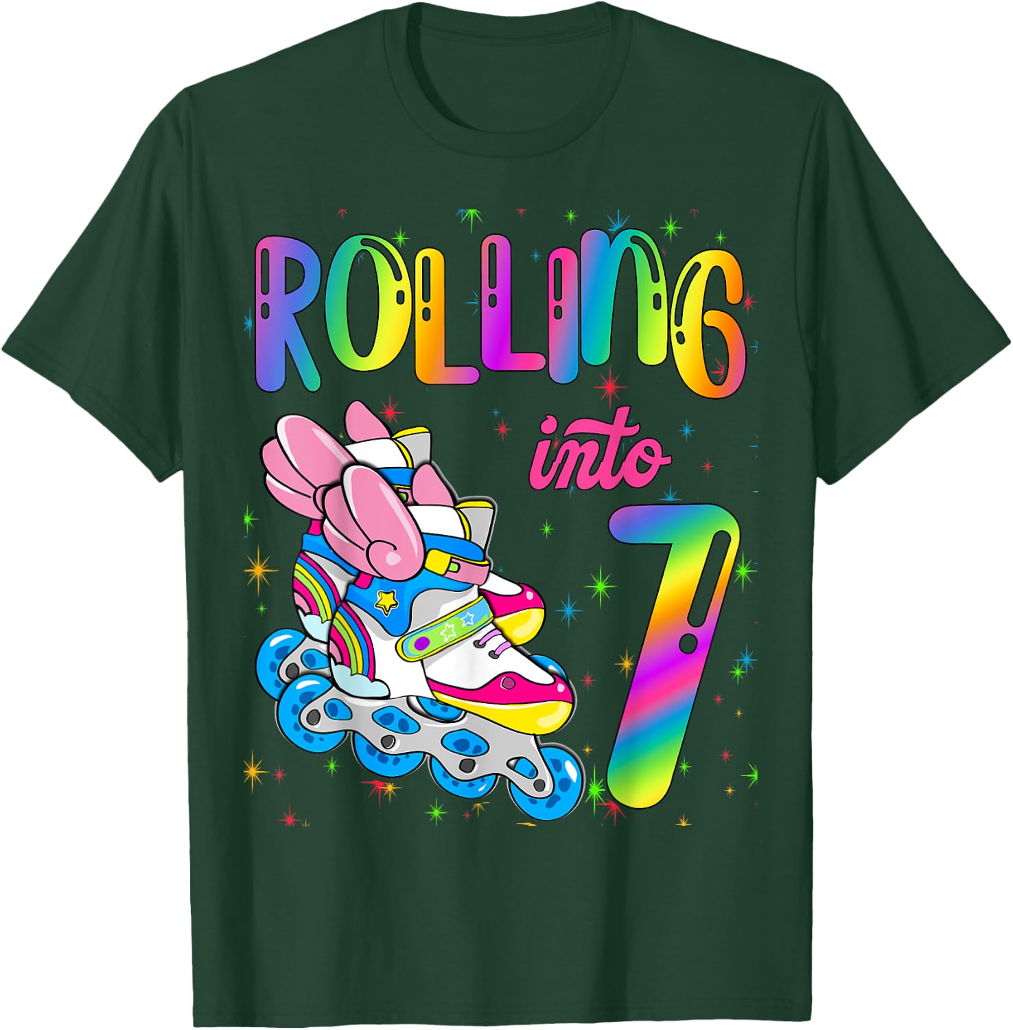 Rolling Into 7 years Let's Roll I'm Turning 7 Roller Skate T-Shirt - T-Shirt | Forest