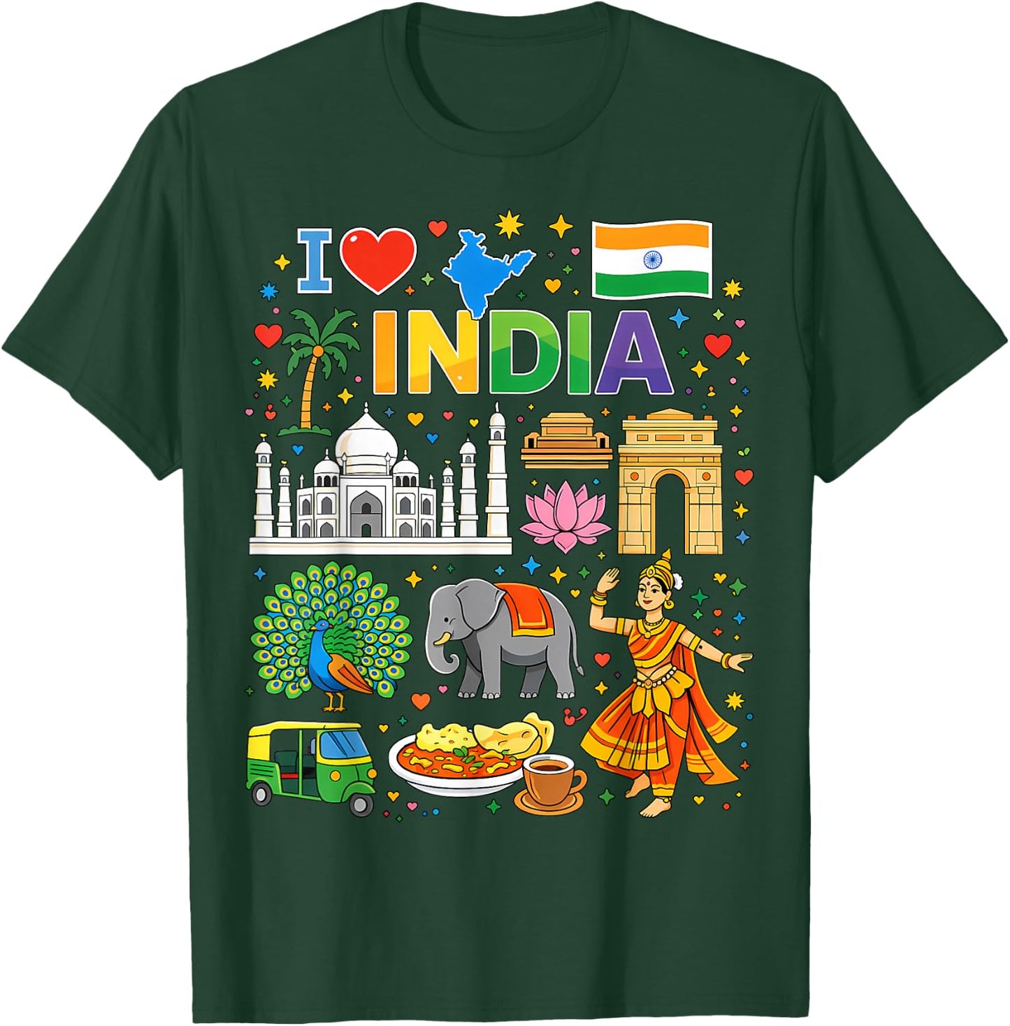 I Love India Reise-Souvenir Indianer T-Shirt - T-Shirt | Forest