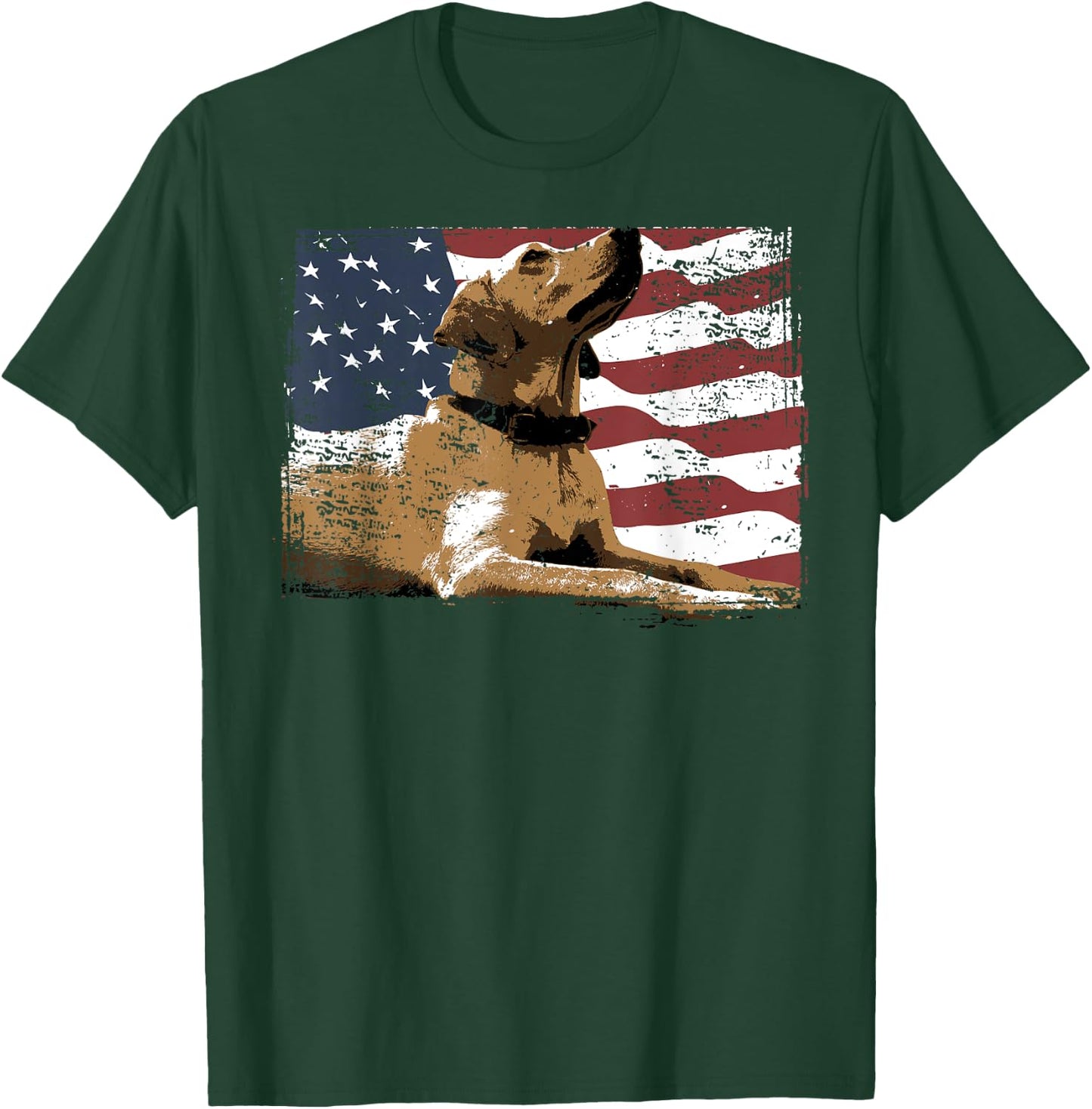Patriotic USA Flag Black Labrador Gift Lab Owners Men T-Shirt - T-Shirt | Forest