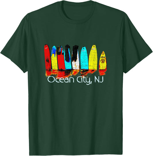 Ocean City New Jersey Surfing T-Shirt - T-Shirt | Forest