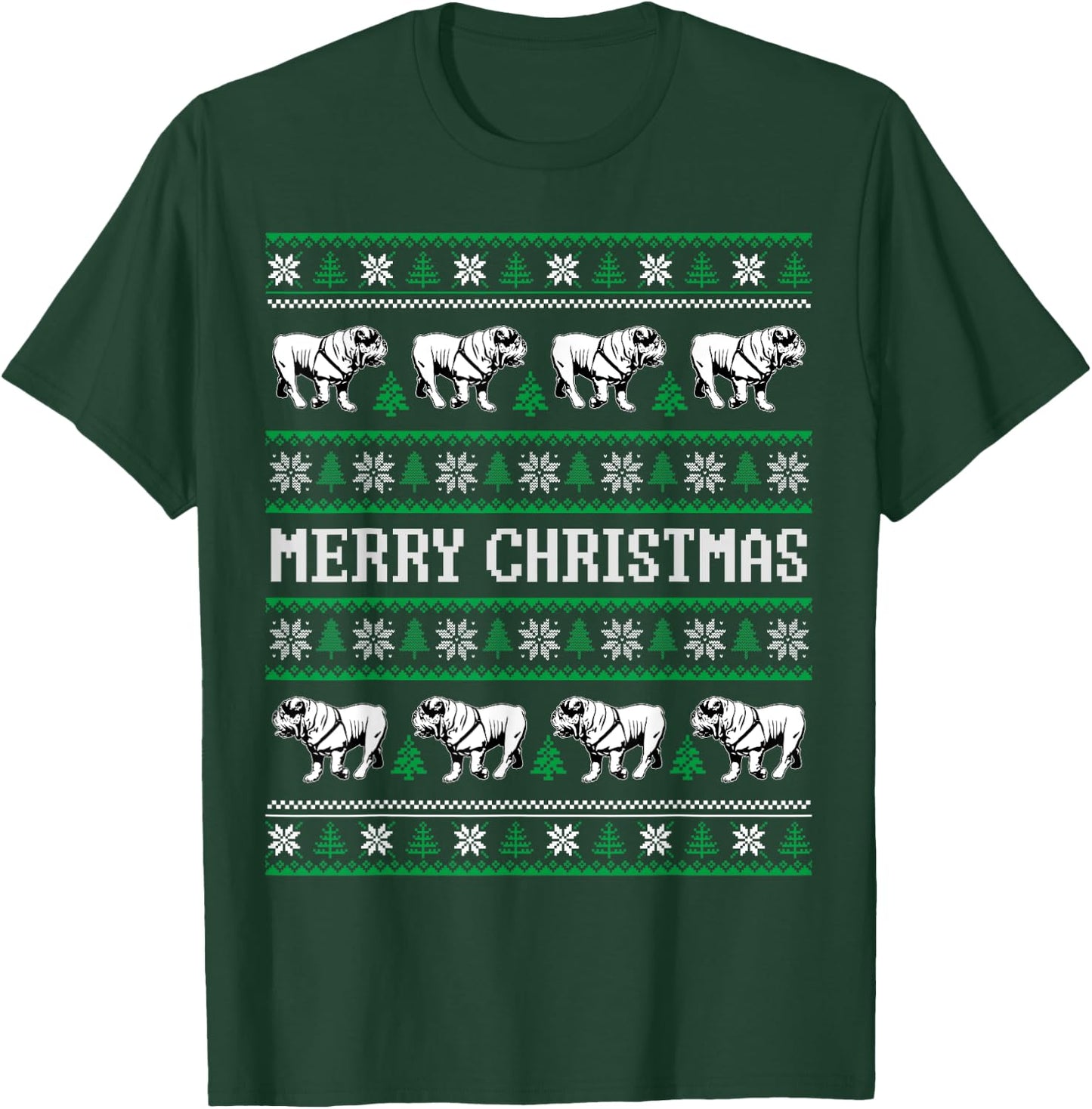 Ugly Sweater English Bulldog Dog Christmas Dog Lover Xmas Men Women Kids T-Shirt - T-Shirt | Forest