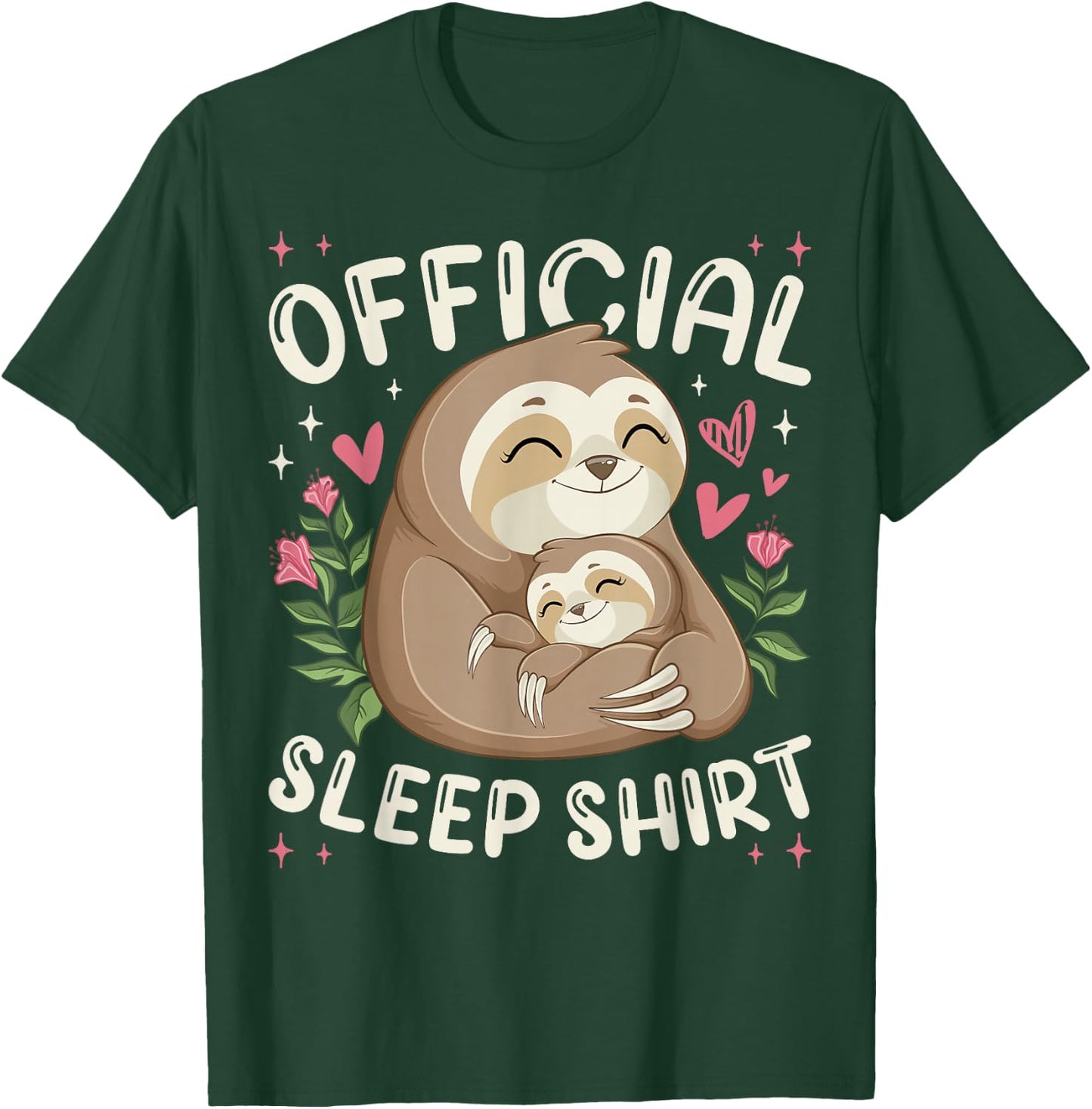 Official Sleep Shirt, Sleeping Sloth with Baby T-Shirt - T-Shirt | Forest
