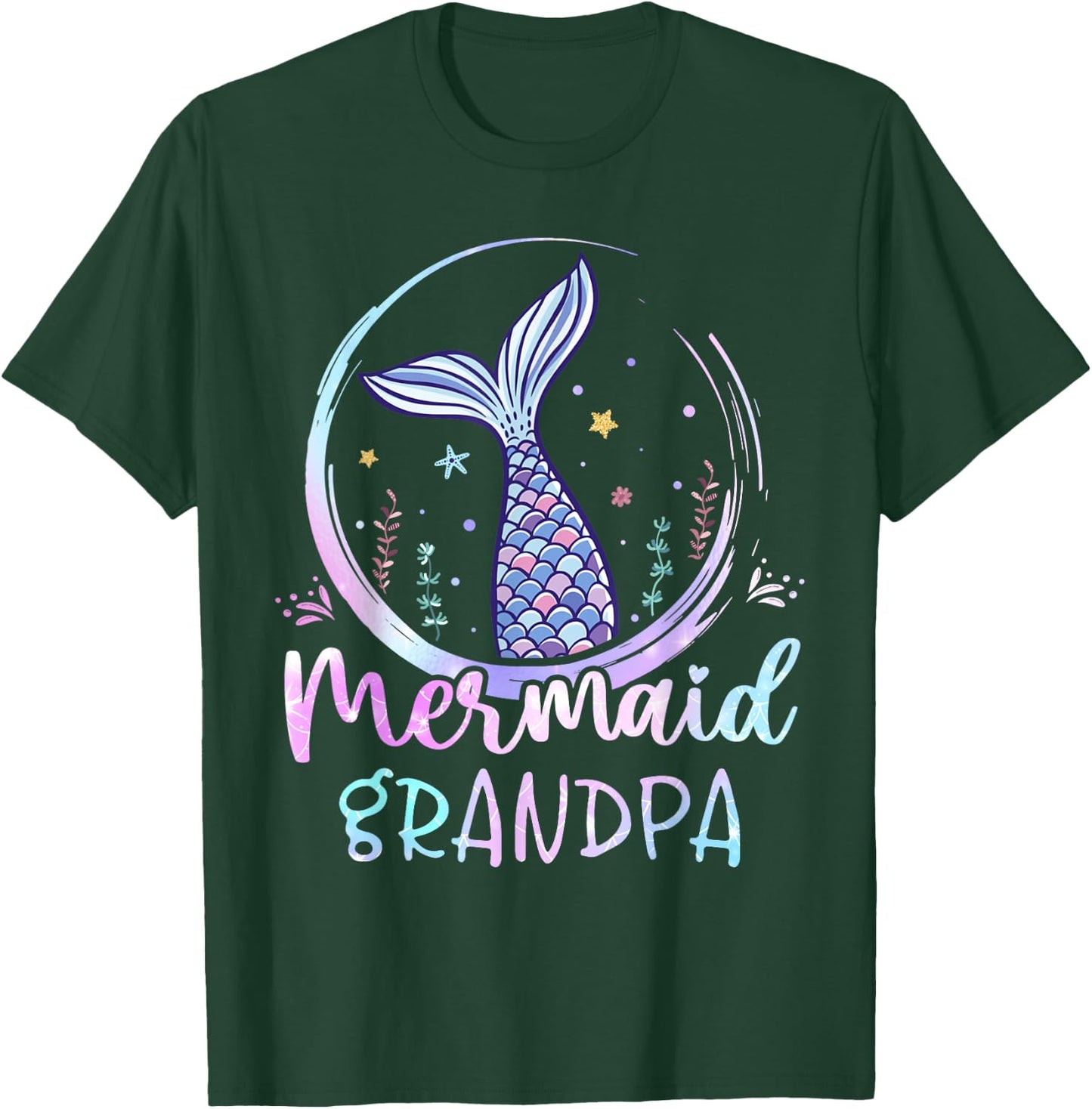 Mermaid Grandpa Birthday Mermaid Girl Beach Mermaid Tail T-Shirt - T-Shirt | Forest
