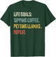Life Goals: Sip Coffee & Pet Llamas - Funny Vintage Llama T-Shirt - T-Shirt | Forest