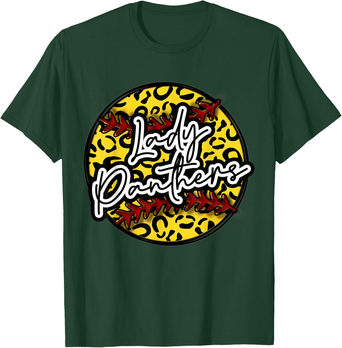 LADY PANTHER Leopard Cheetah Softball Team Trendy Cute Woman T-Shirt - T-Shirt | Forest