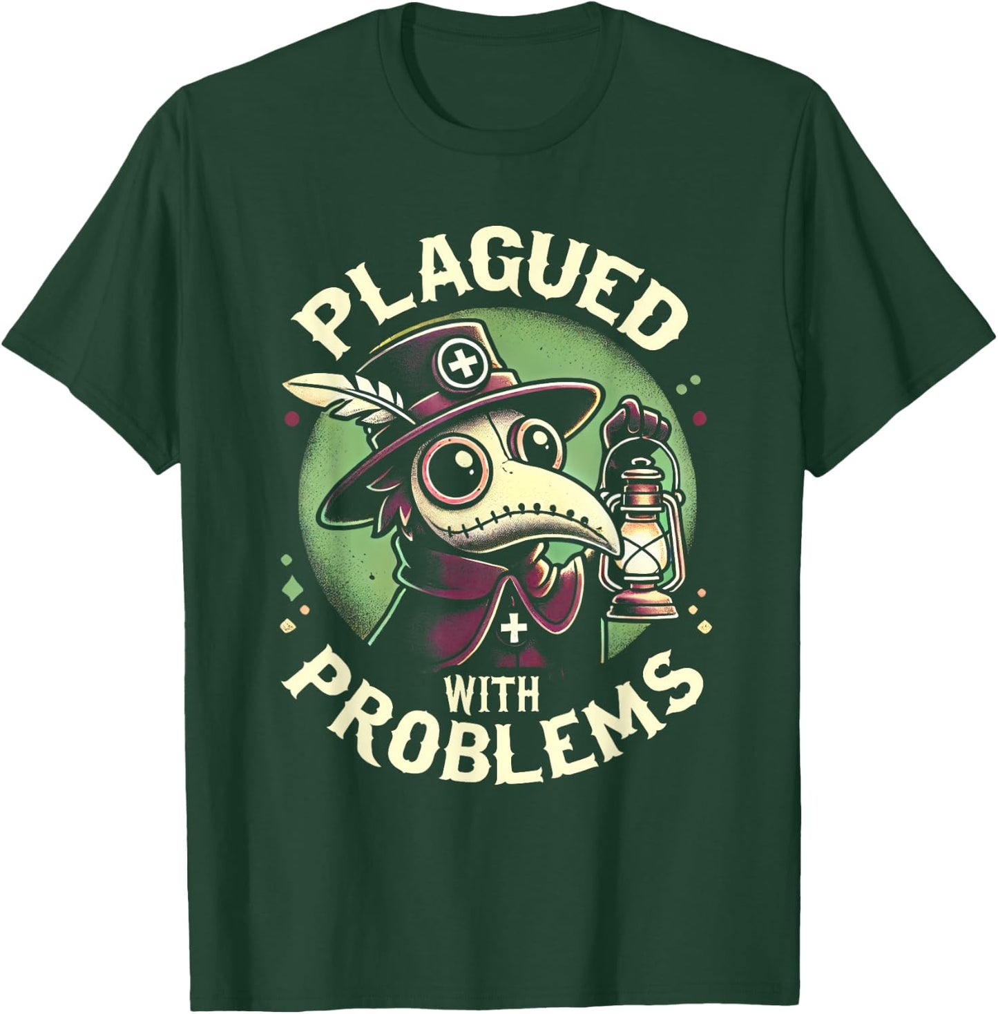 Plagued With Problems Gothic Occult Pestheiler Plague Doctor T-Shirt - T-Shirt | Forest