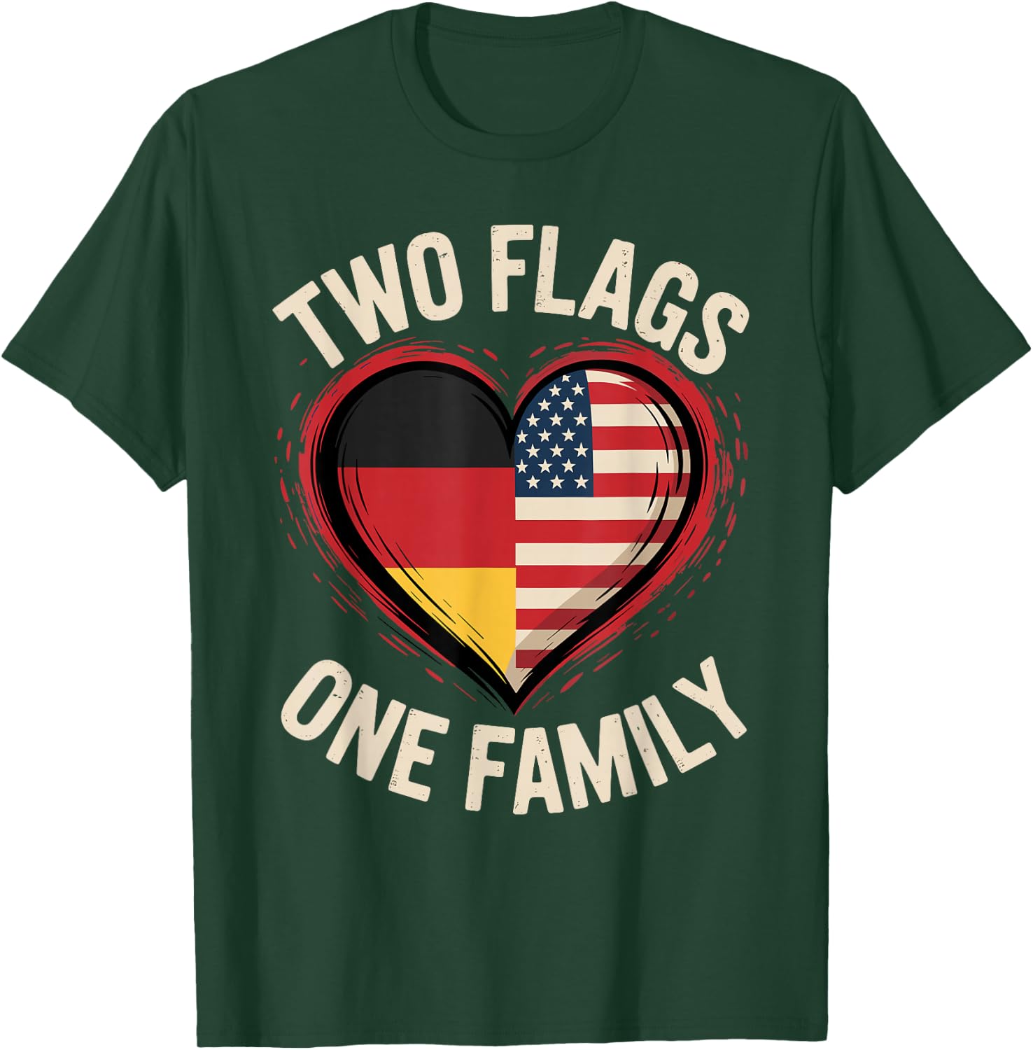 Two Flags One Family American German USA America Germany T-Shirt - T-Shirt | Forest