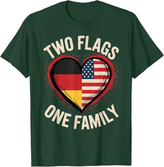 Two Flags One Family American German USA America Germany T-Shirt - T-Shirt | Forest