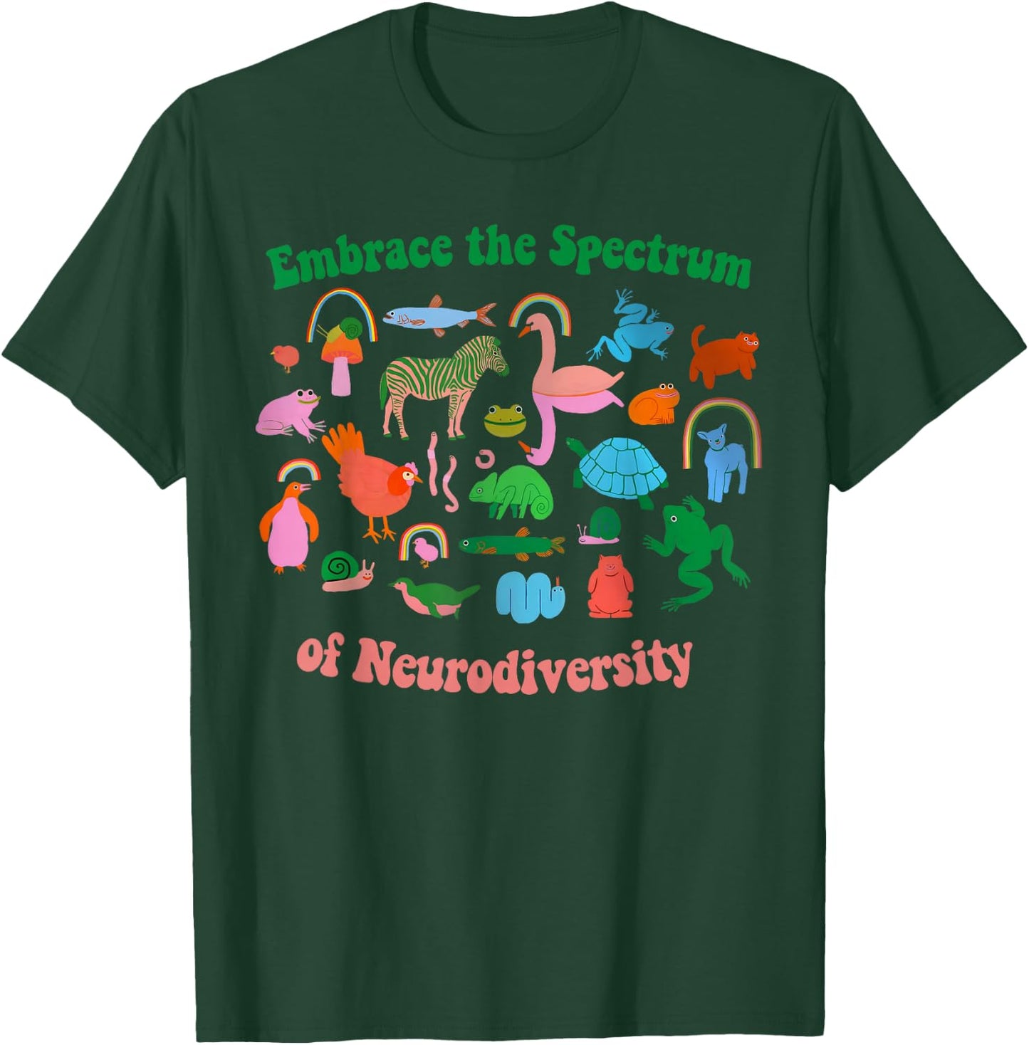 Embrace The Spectrum Neurodiversity Animal Autism Awareness T-Shirt - T-Shirt | Forest