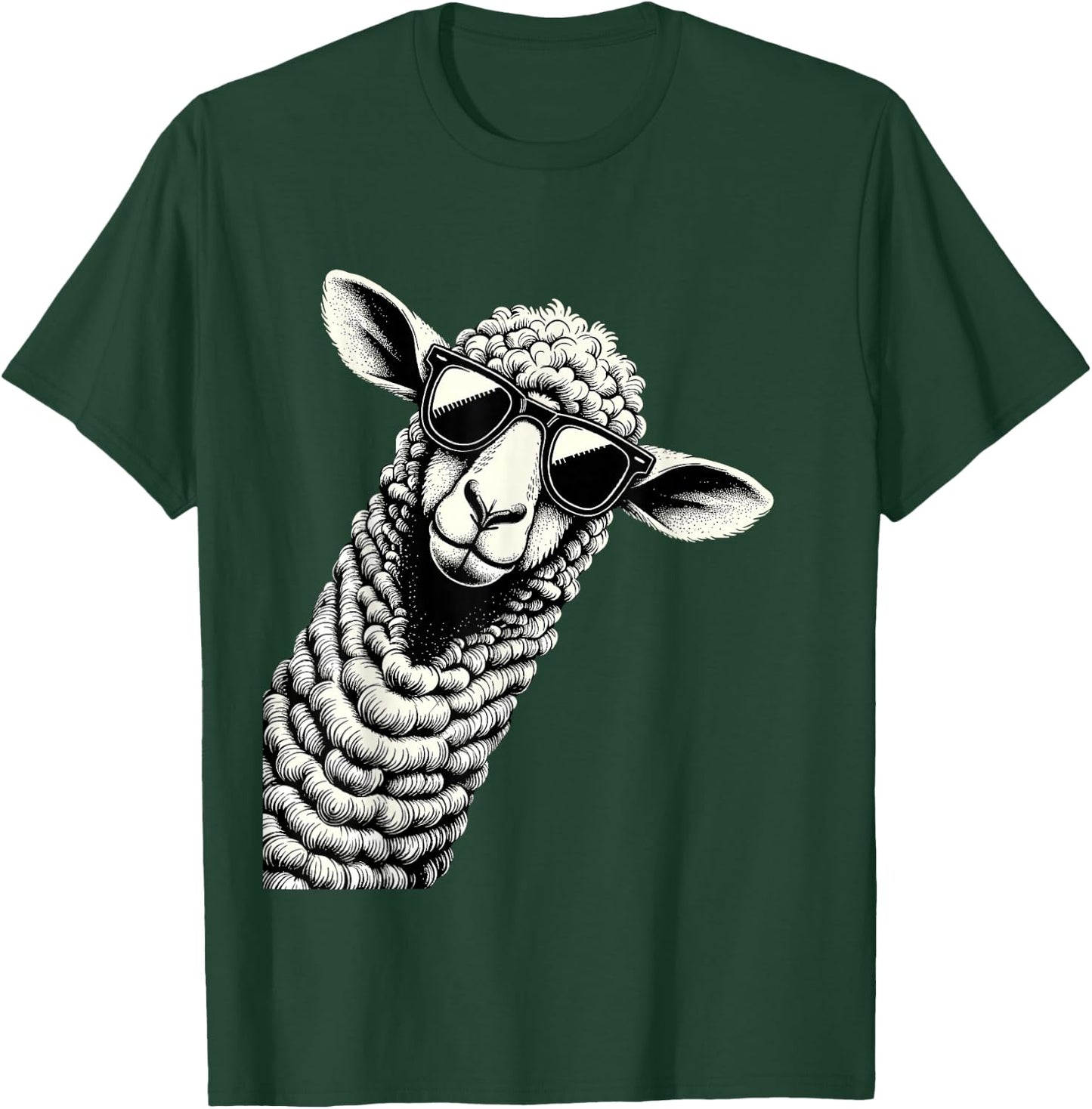 Funny Sheep Wearing Sunglasses for Farmers Sheep Herder T-Shirt - T-Shirt | Forest
