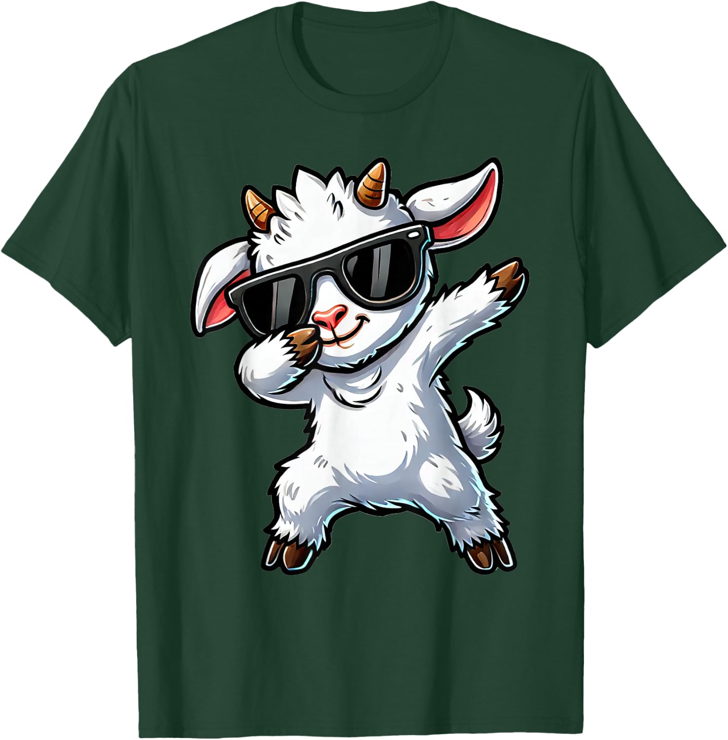 Dabbing Cute Goat | Funny Goat on Dabben Gift Goat , black T-Shirt - T-Shirt | Forest