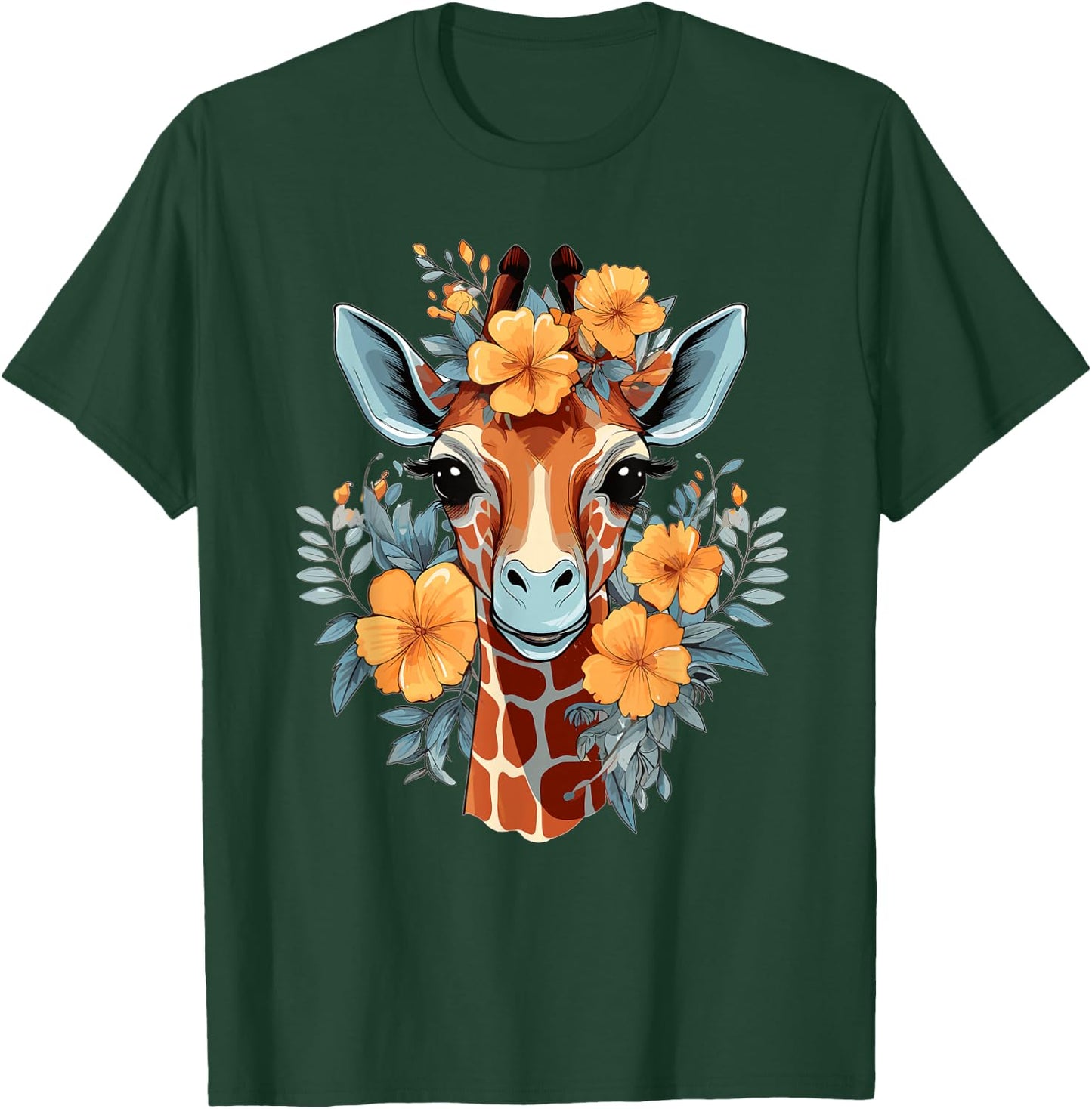 Colourful Giraffe with Flower I Giraffe T-Shirt - T-Shirt | Forest
