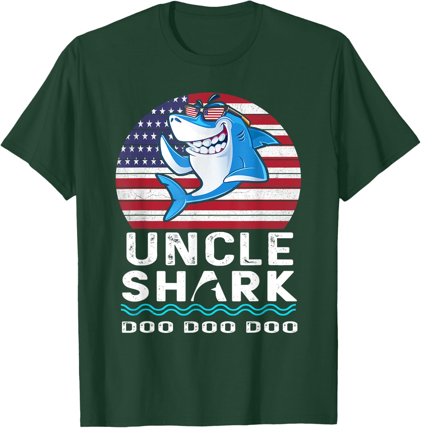 Uncle Shark Shirt Fathers Day Gift From Wife Son Daughter T-Shirt - T-Shirt | Forest