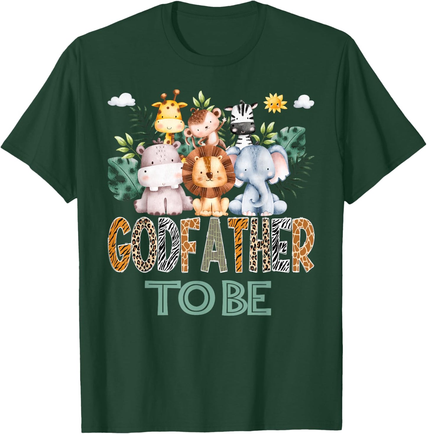 Soon To Be GodFather Jungle Animal Safari Gender Reveal T-Shirt - T-Shirt | Forest