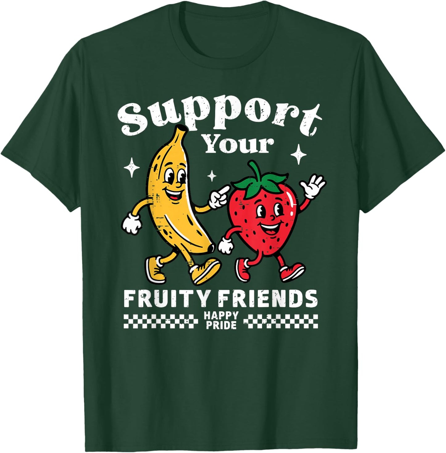 Support Your Fruity Friends Gay Pride Month LGBTQ Fruit Ally T-Shirt - T-Shirt | Forest
