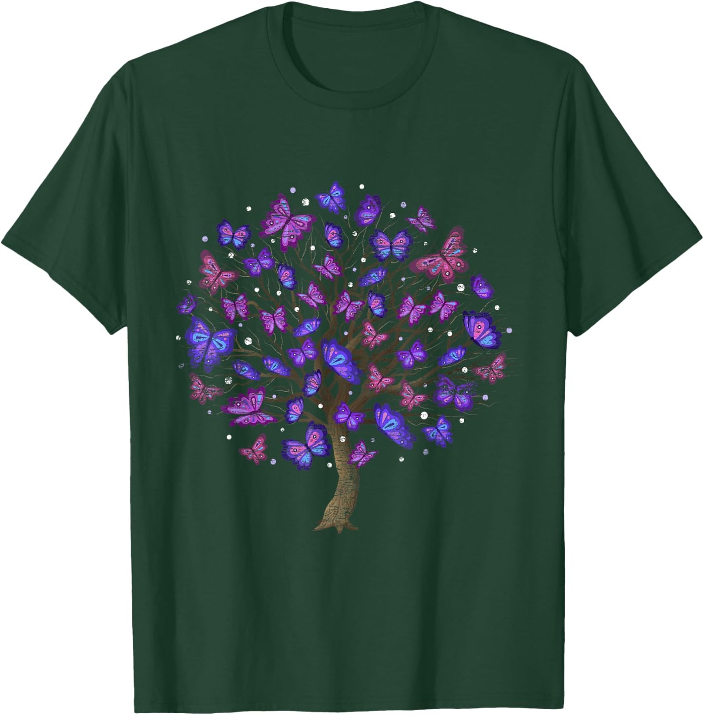 Animal Purple Butterflies Tree Nature Butterfly T-Shirt - T-Shirt | Forest