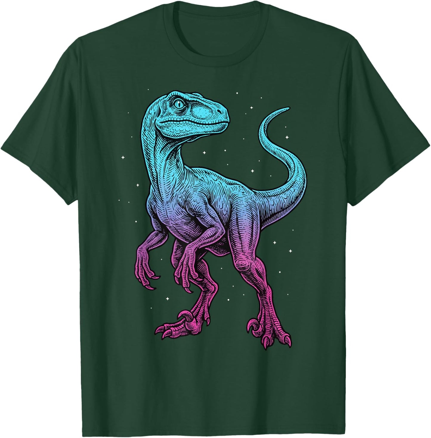 Velociraptor Illustration Dinosaur T-Shirt - T-Shirt | Forest