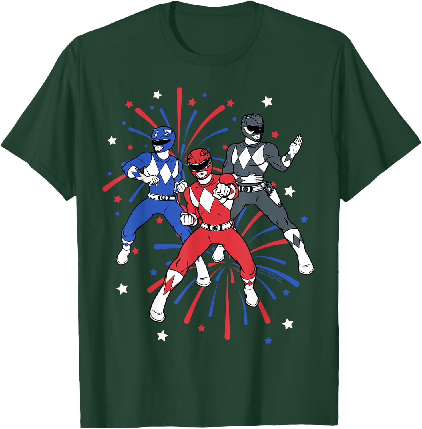 Power Rangers 4th of July Mighty Morphin Rangers Fireworks T-Shirt - T-Shirt | Forest
