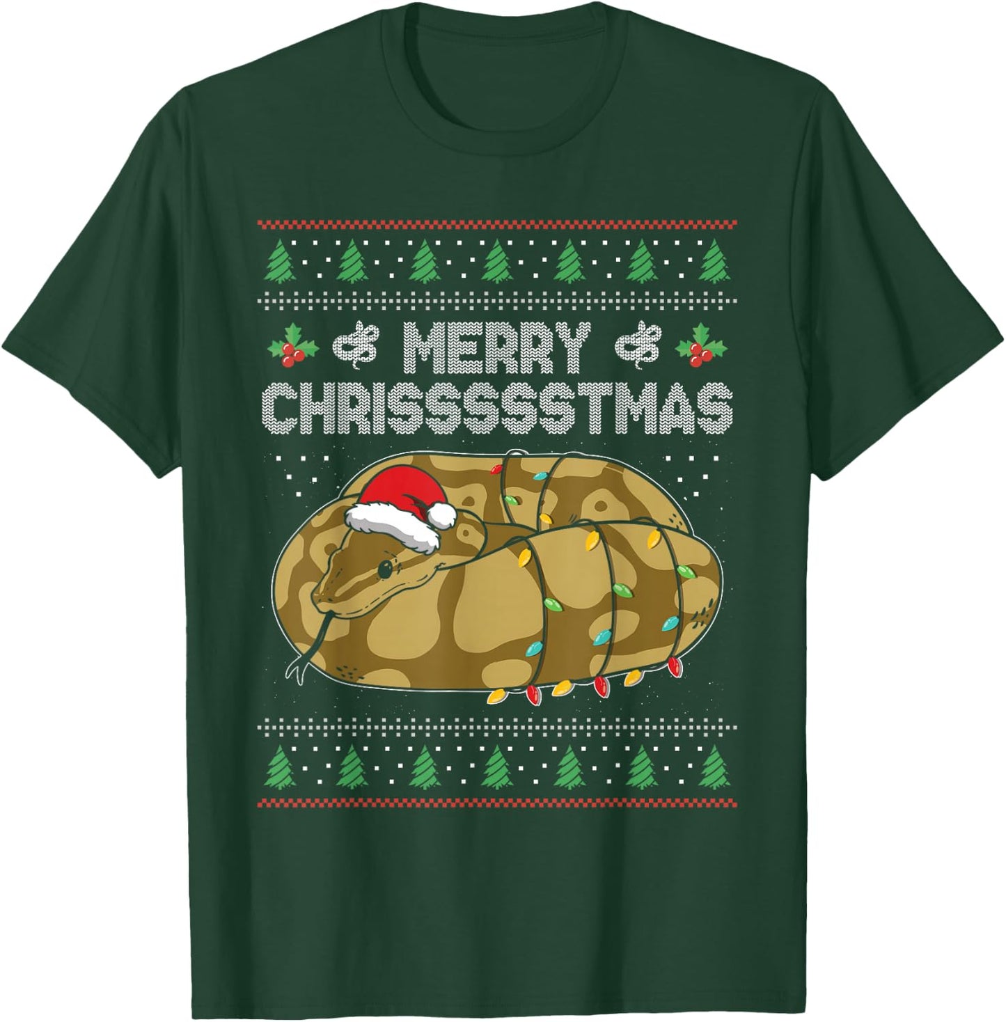 Merry Chrissssstmas Santa Hat Snake Reptile Christmas T-Shirt - T-Shirt | Forest