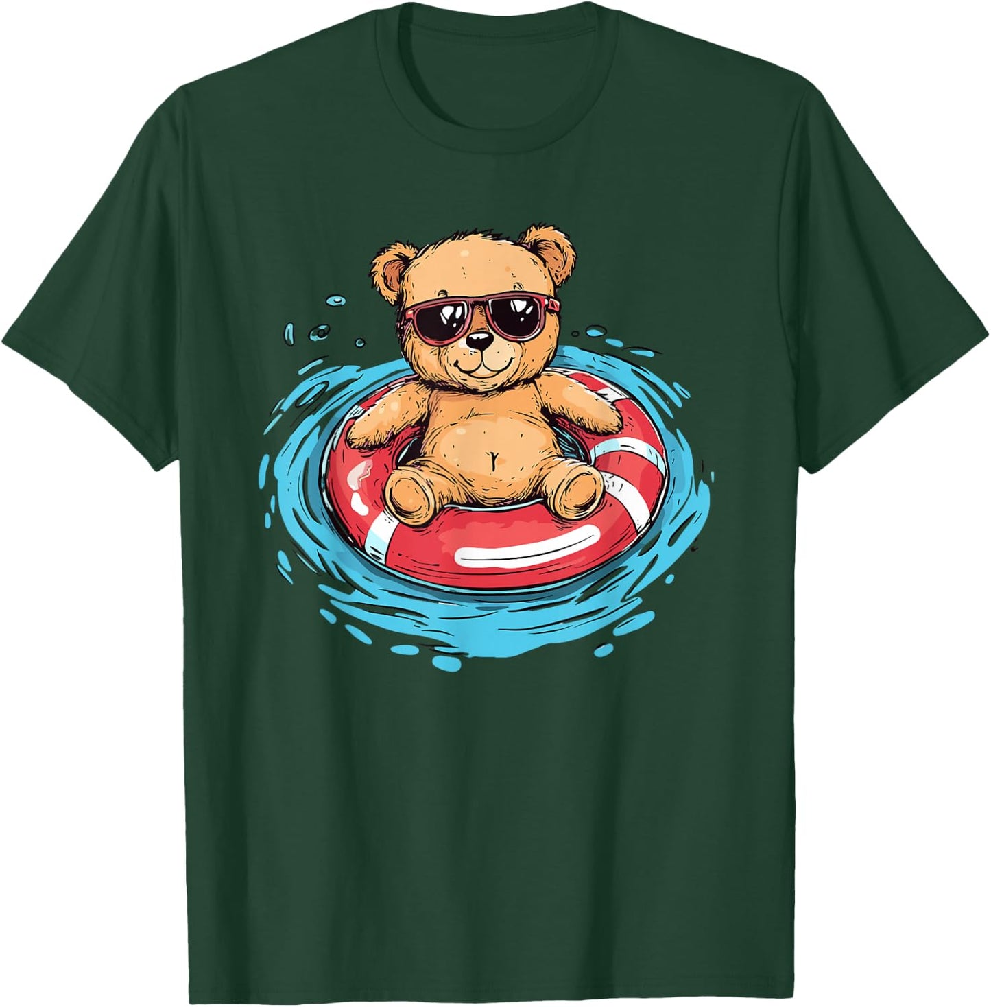 Chill Teddy Bear Pool Float Sunglasses T-Shirt - T-Shirt | Forest