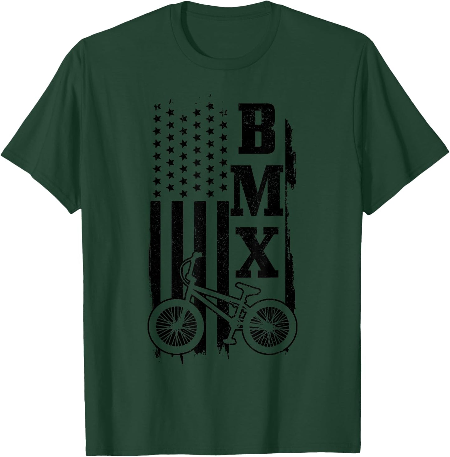 BMX American Flag Patriotic Bike T-Shirt - T-Shirt | Forest