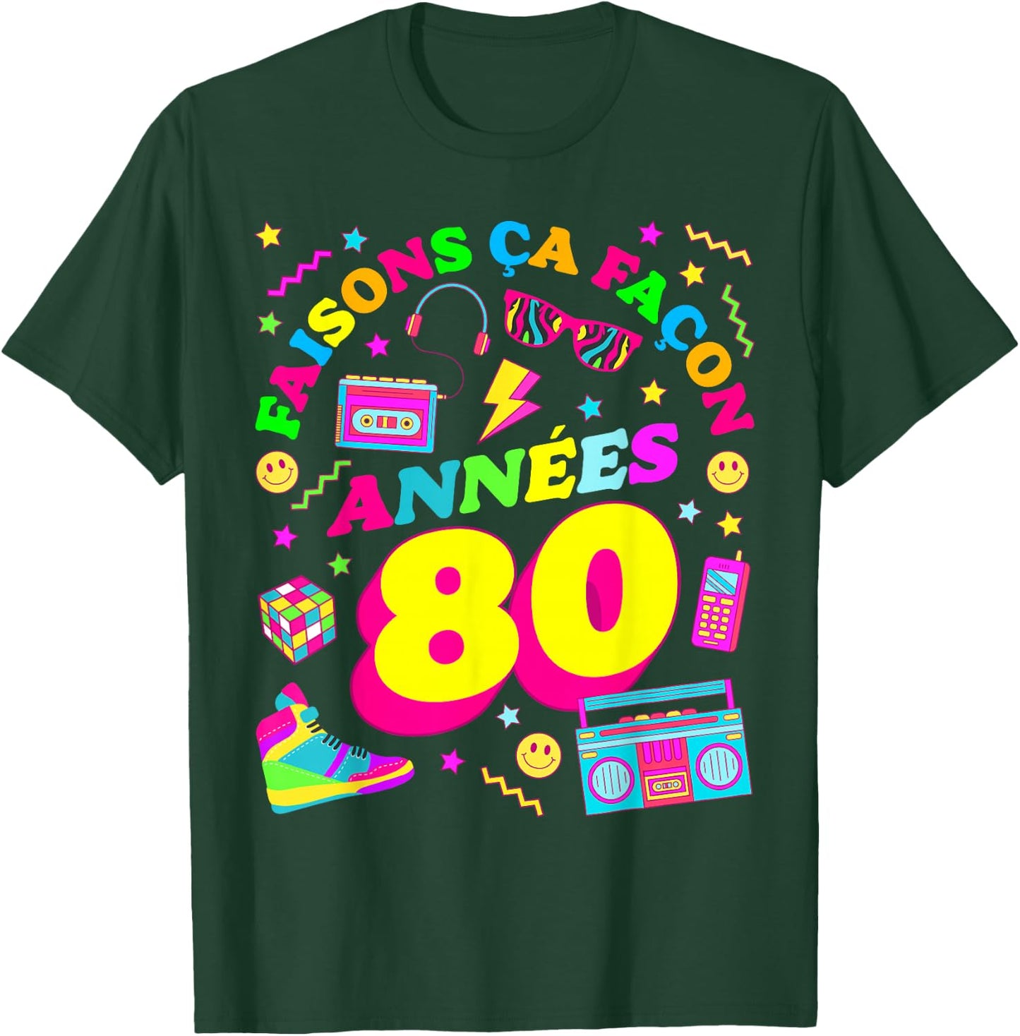 Party 80s Birthday Party 80s Retro Style , Black, S T-Shirt - T-Shirt | Forest