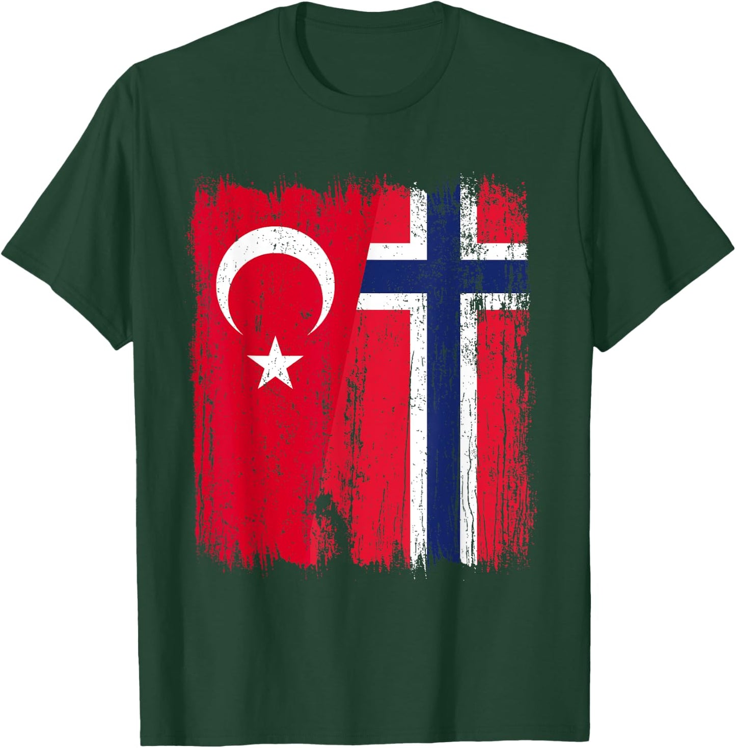 Turkey Norway Half Flag Turkish Norwegian Ancestry T-Shirt - T-Shirt | Forest