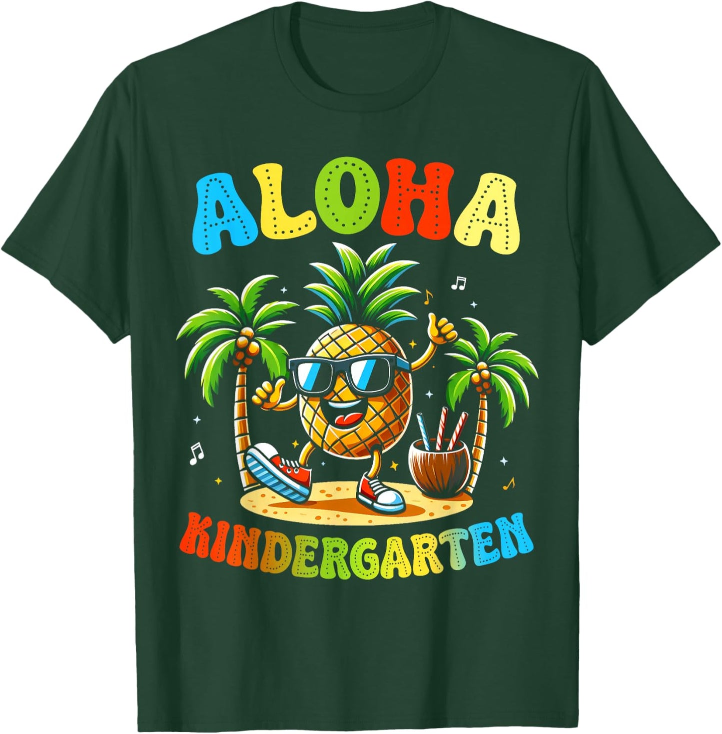 Funny Pinapple Beach Back To School Day Aloha Kindergarten T-Shirt - T-Shirt | Forest