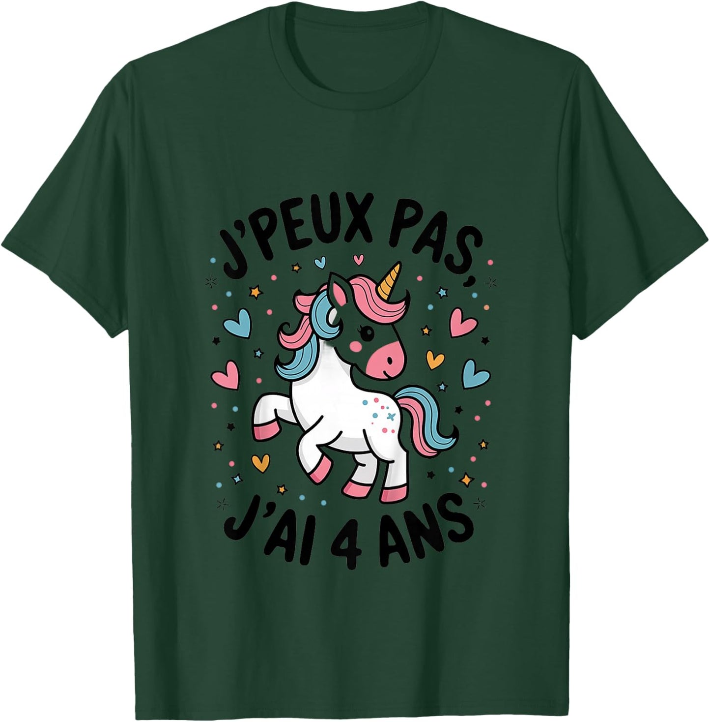 Enfant J'peux Pas J'ai 4 ans Unicorn Top Girl , white, 2 T-Shirt - T-Shirt | Forest