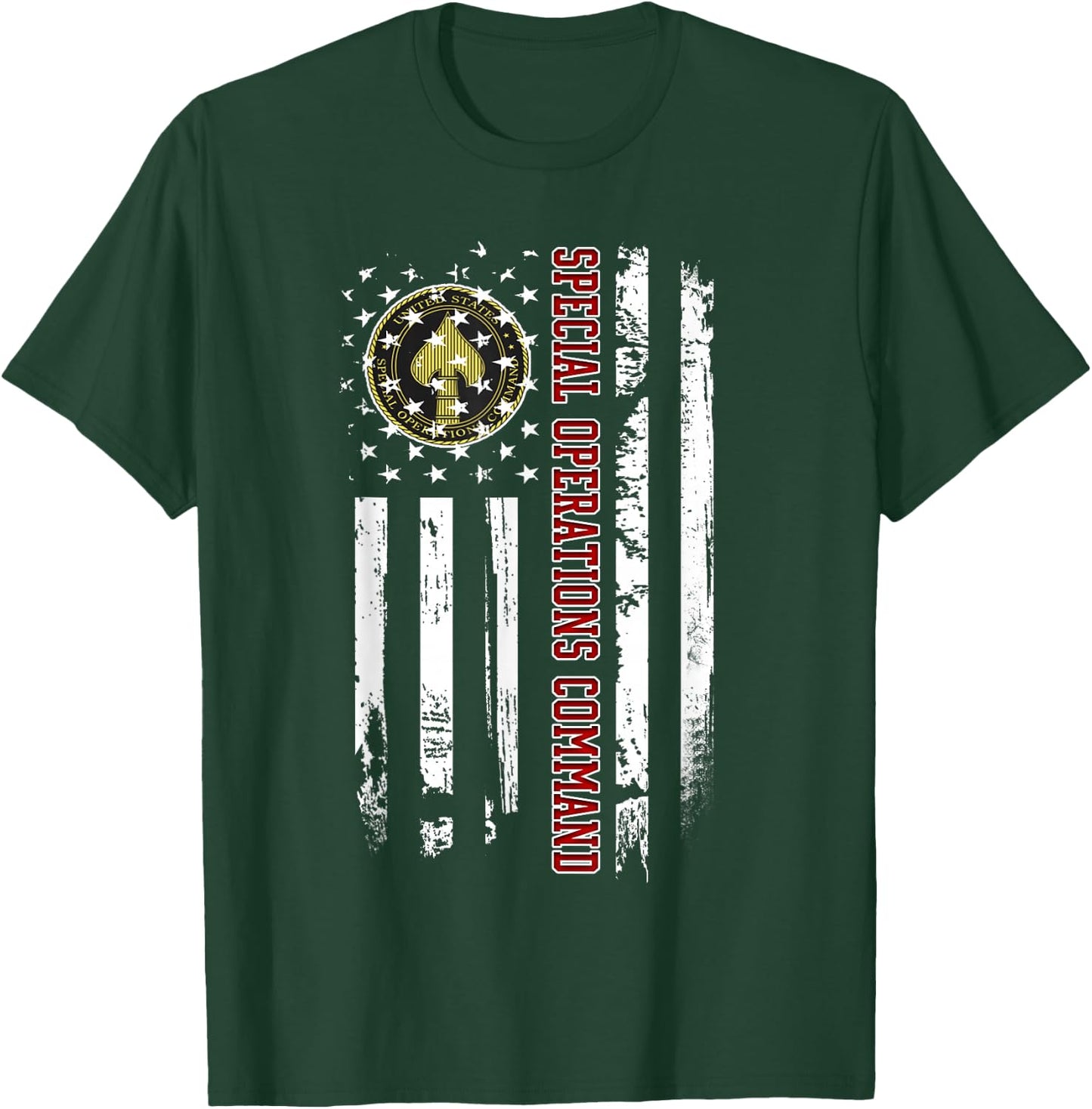 Special Operations Command Veteran American Flag Christmas T-Shirt - T-Shirt | Forest