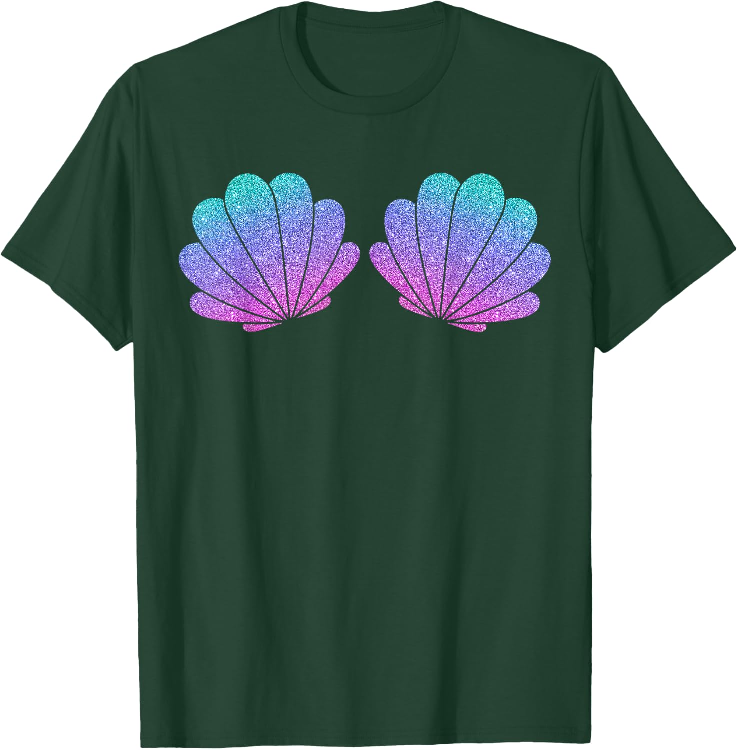 Shell Bra Mermaid Birthday Beach Party Halloween Costume , black T-Shirt - T-Shirt | Forest