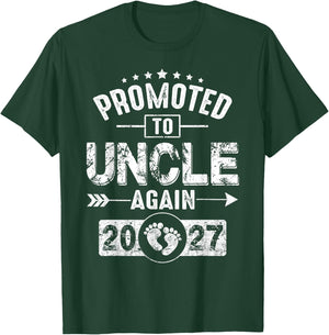 Promoted to Uncle Again 2027 Pregnancy Announcement Dad T-Shirt - T-Shirt | Forest