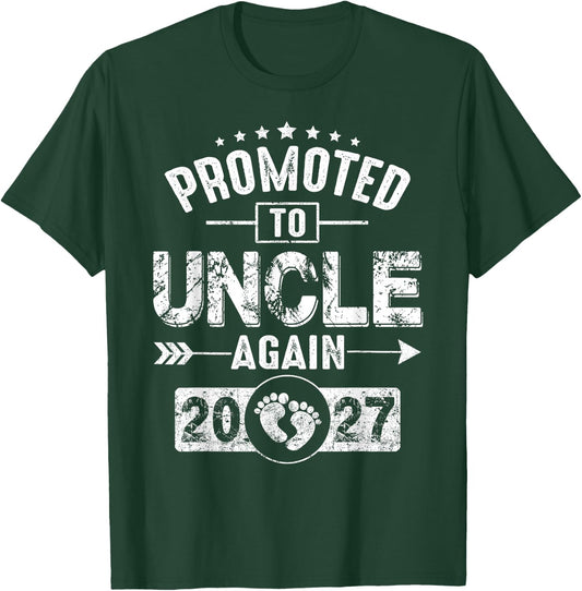 Promoted to Uncle Again 2027 Pregnancy Announcement Dad T-Shirt - T-Shirt | Forest