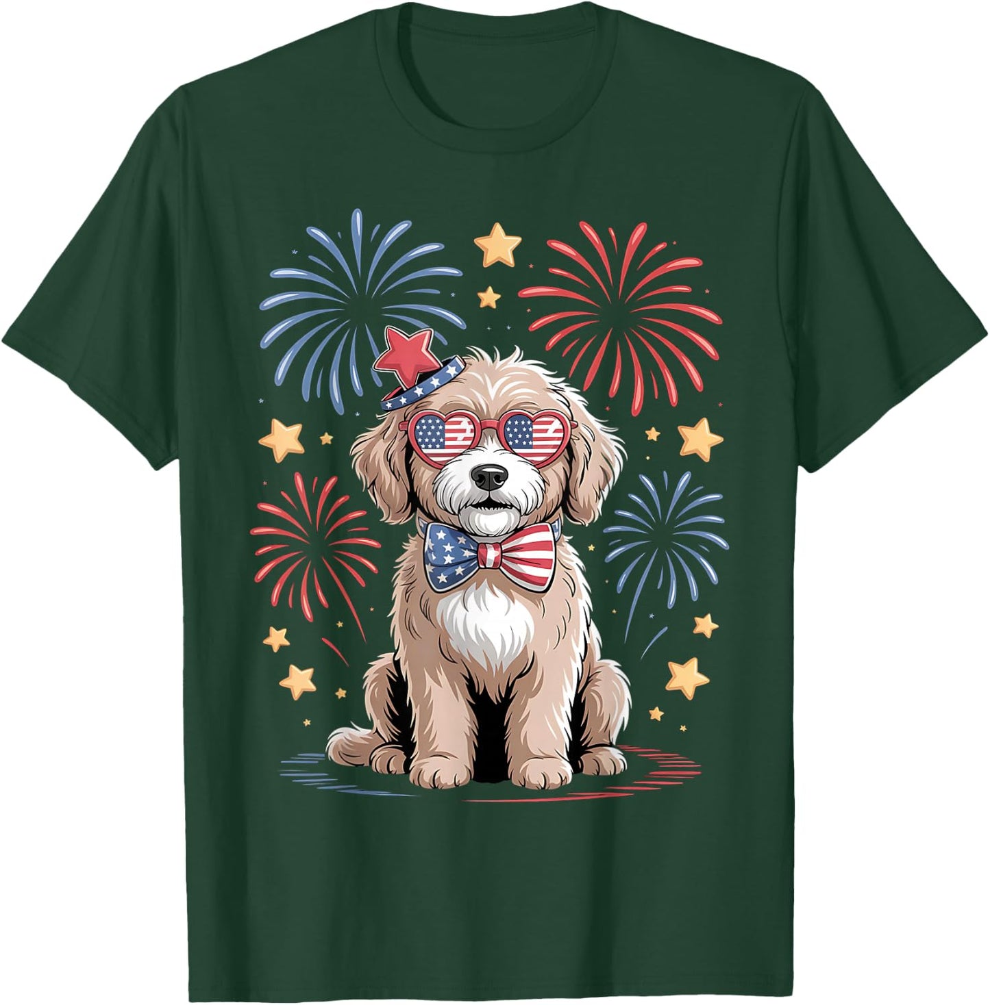 Goldendoodle 4th of July Patriotic Golden Doodle Dog Women T-Shirt - T-Shirt | Forest