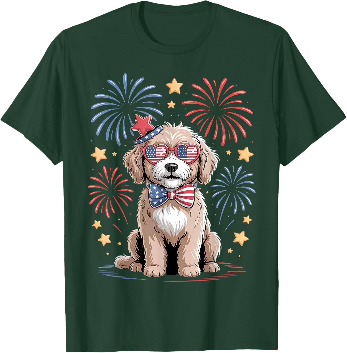 Goldendoodle 4th of July Patriotic Golden Doodle Dog Women T-Shirt - T-Shirt | Forest