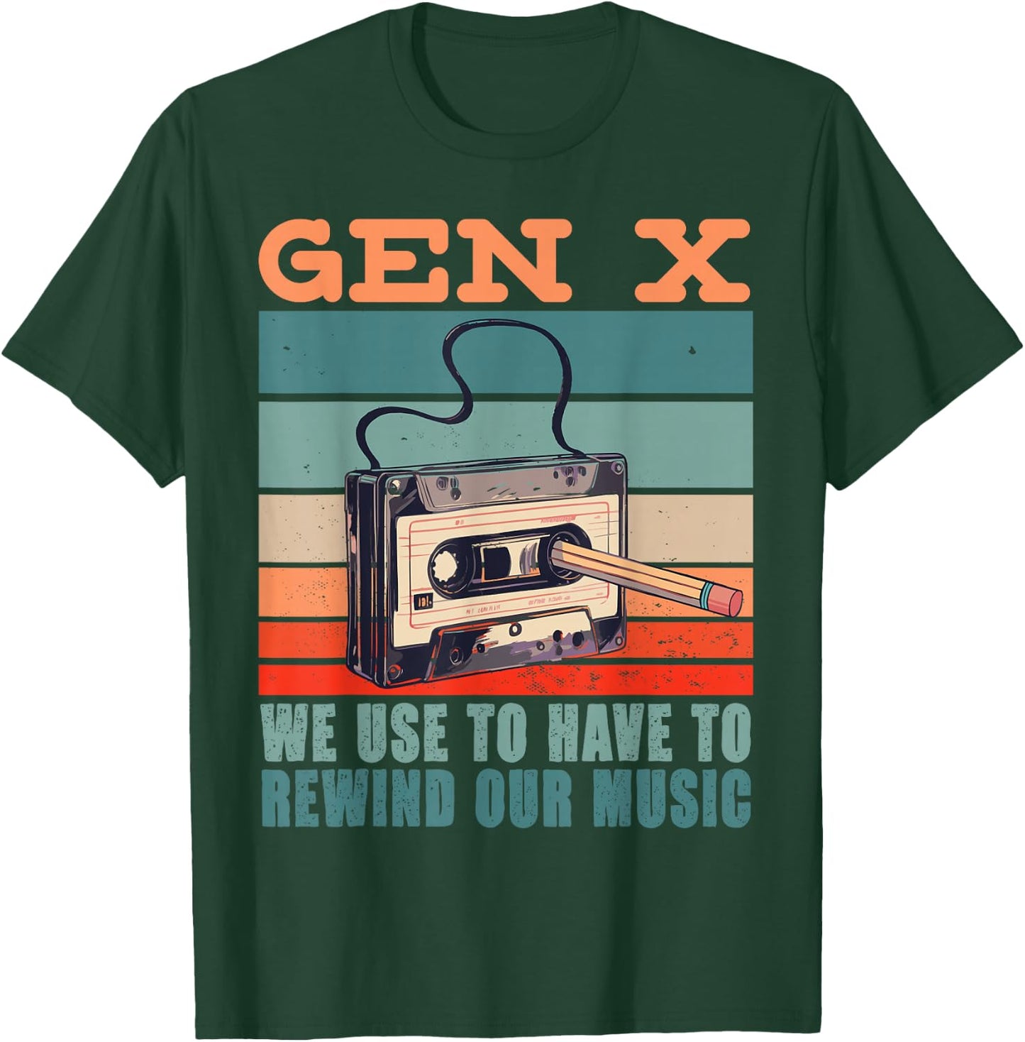 Gen X Cassette Tape Pencil Retro Music T-Shirt - T-Shirt | Forest