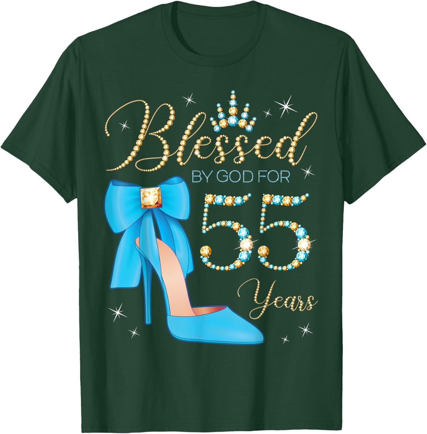 Blessed By God For 55 Years Old 55th Birthday Party Queen T-Shirt - T-Shirt | Forest