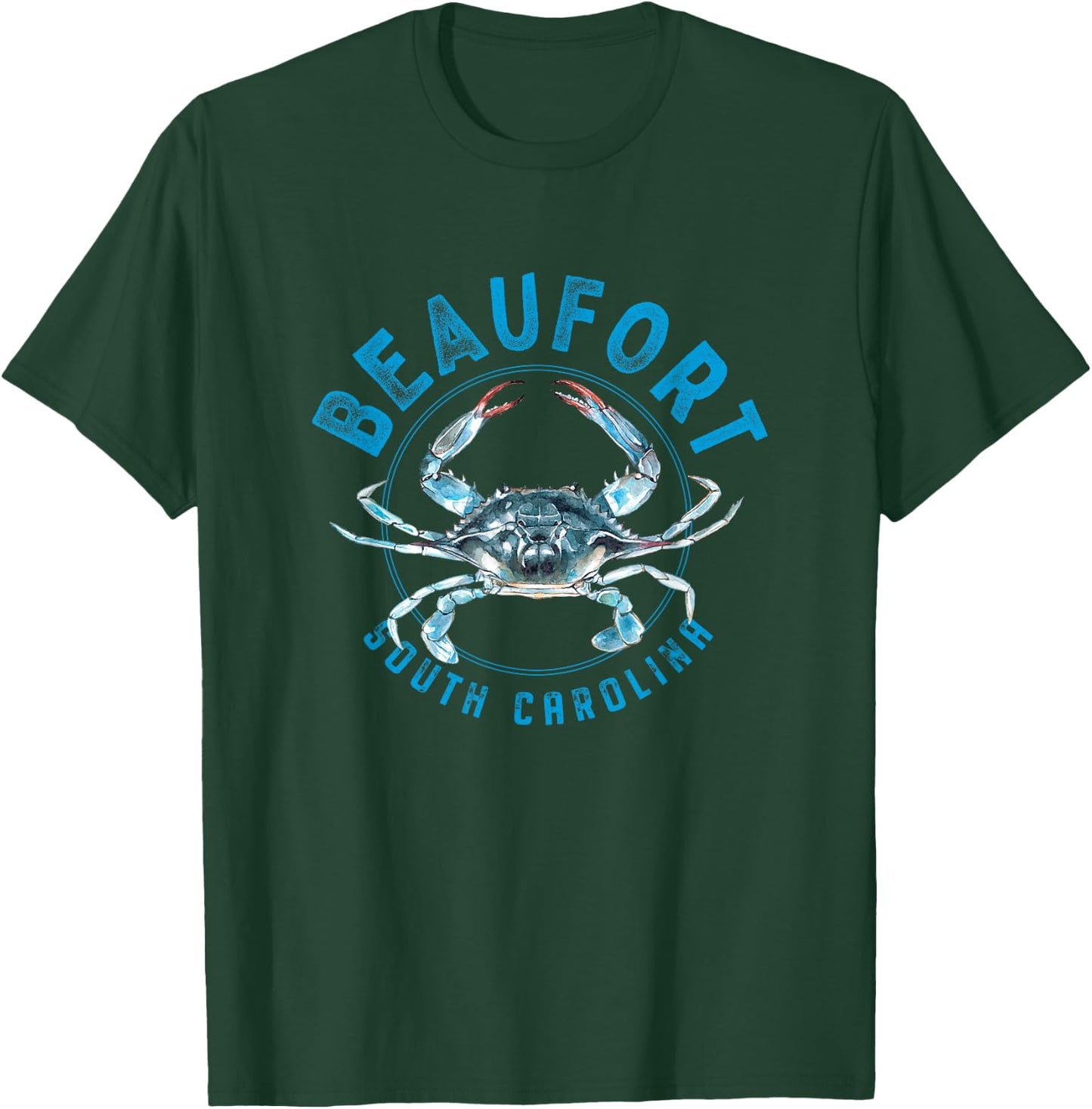 Beaufort South Carolina Blue Crab Design T-Shirt - T-Shirt | Forest