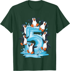 Kinder Pinguine 5. Geburtstag Jungen Mädchen 5 Jahre Pinguin T-Shirt - T-Shirt | Forest