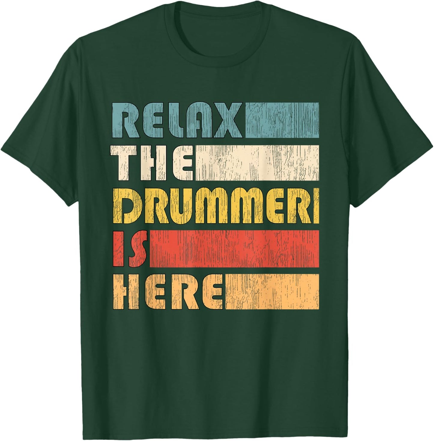 Vintage Drumset Instrument Gifts Relax The Drummer Is Here for Drumset Musician Adult Black Short Sleeve Small T-Shirt - T-Shirt | Forest